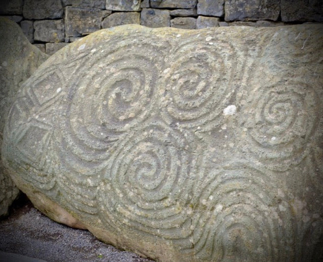 Ancient carvings in Newgrange, Ireland.